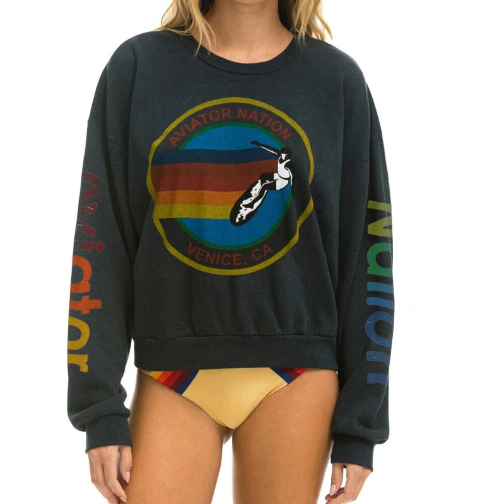 NWT Aviator Nation Relaxed Crew Sweatshirt (Charcoal)